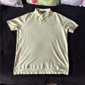 Polo by Ralph Lauren pale yellow polo with light blue embroidered logo large